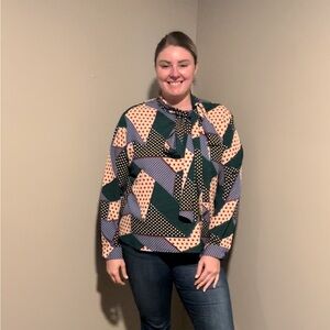 Super fun, bow tie blouse!